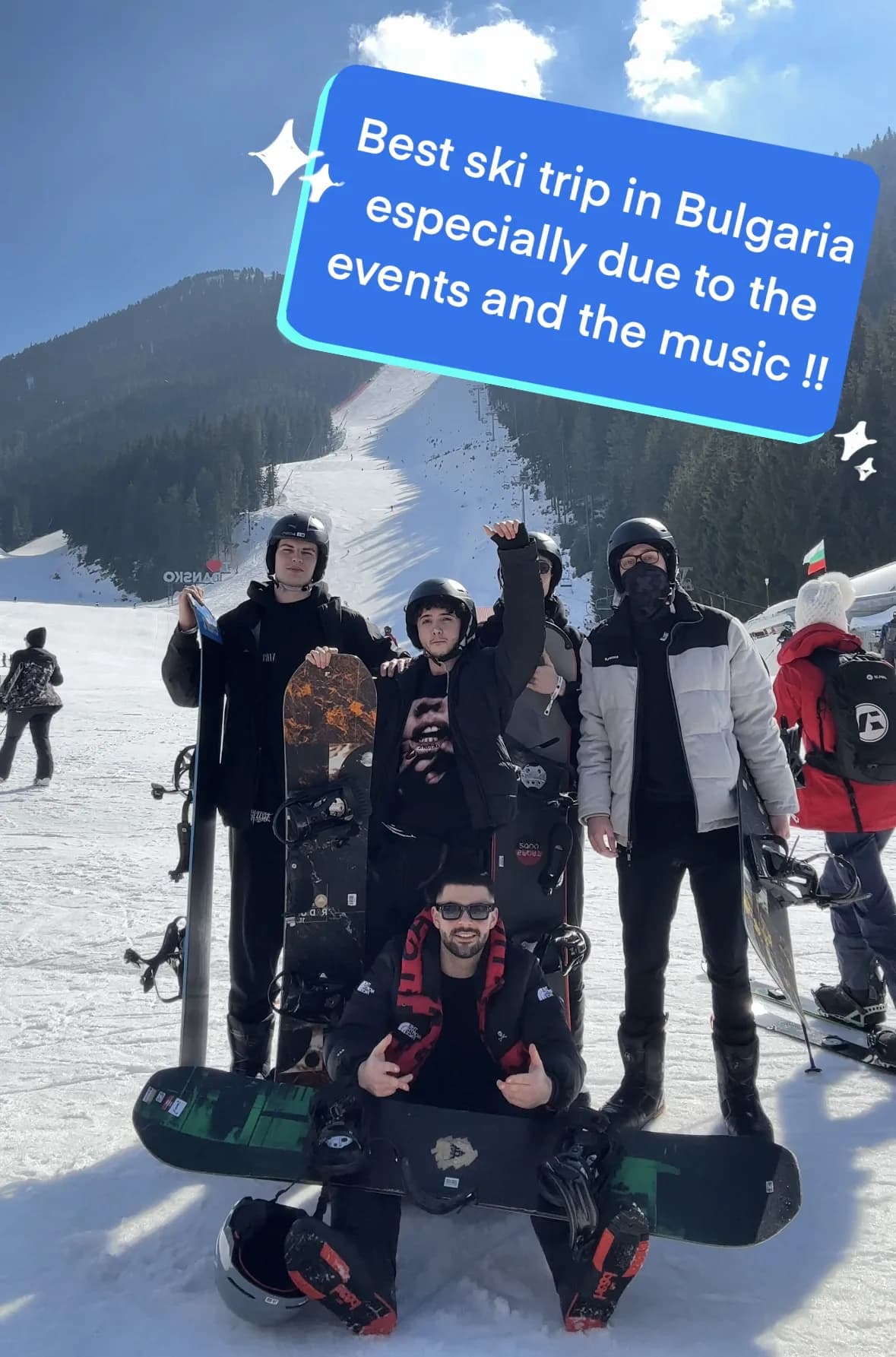 Snowboard group in Bansko
